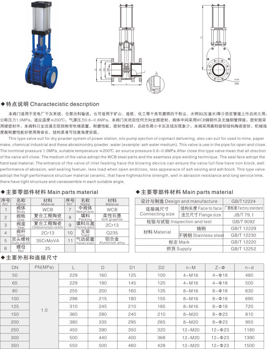 Z644TC氣動陶瓷雙閘板閥(圖1) Z644TC氣動陶瓷雙閘板閥(圖1)